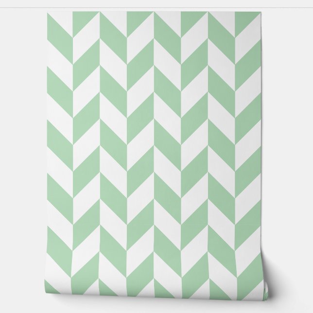 Papel Pintado Mint Green Herringbone (Desenrollar)