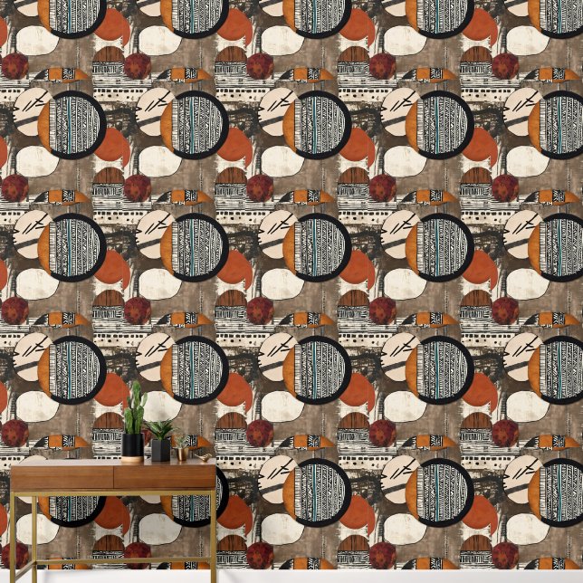 Papel Pintado Mixed Media Circle Collage Motif (Pasillo)