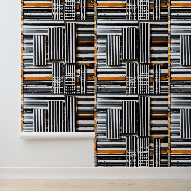 Papel Pintado Mixed Media Grid Stripe No. 4 (Solicitud)