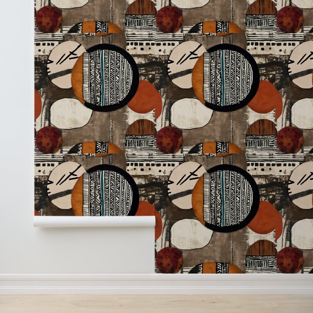 Papel Pintado Mixed Media Textured Circles Luxury (Solicitud)