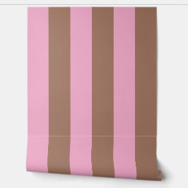 Papel Pintado Mocha marrón rayas rosadas modernas de moda