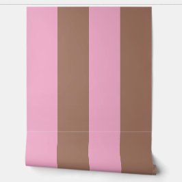Papel Pintado Mocha marrón rayas rosadas modernas de moda