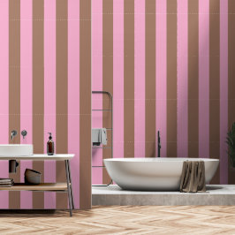 Papel Pintado Mocha marrón rayas rosadas modernas de moda