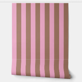 Papel Pintado Mocha marrón rayas rosadas modernas de moda