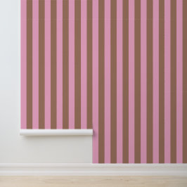 Papel Pintado Mocha marrón rayas rosadas modernas de moda