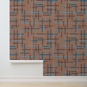 Papel Pintado Mocha Mousse Geometric Line Art Mid Century