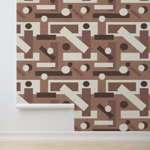 Papel Pintado Mocha Mousse Geometric Mid Century Arte Moderno
