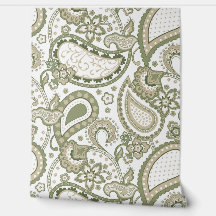 Mod Retro Paisley Oliva Verde Beige