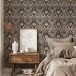 Papel Pintado Moda Art Deco Patrón de pluma floral Negro y Beige<br><div class="desc">Con este sofisticado papel pintado Art Deco Peel & Stick, el interiorismo se eleva con un llamativo patrón de plumas florales en un atrevido color negro y beige. El diseño incorpora la elegancia y el glamour de la época Art Decó, con detalles intrincados que aportan un toque de encanto vintage...</div>