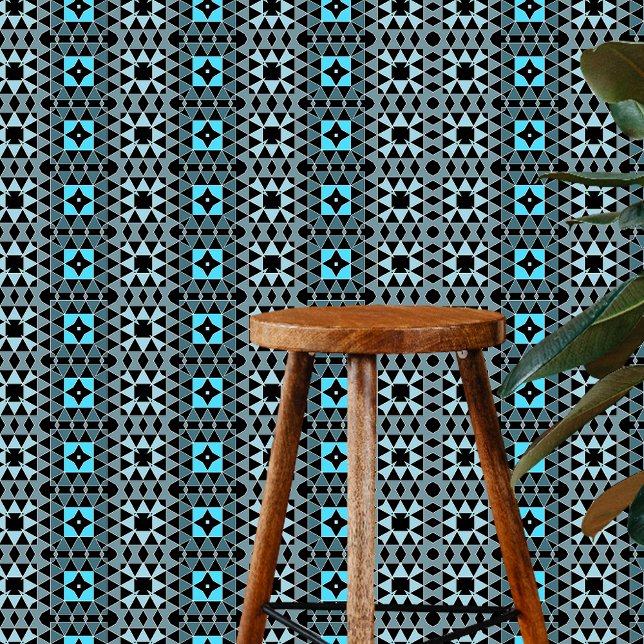 Papel Pintado Moda contemporánea Gris negro turquesa geométrico (Subido por el creador)