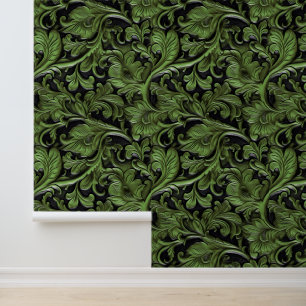 Papel Pintado Moda de cuero blanco negro verde
