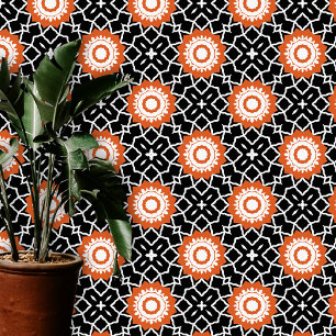 Papel Pintado Moda de moda Naranja negro marroquí geométrico bla