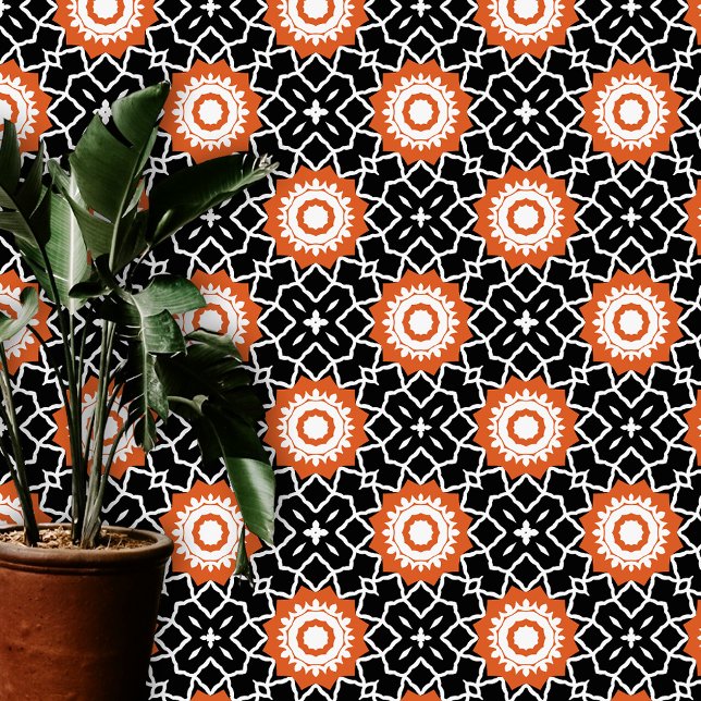 Papel Pintado Moda de moda Naranja negro marroquí geométrico bla (Subido por el creador)