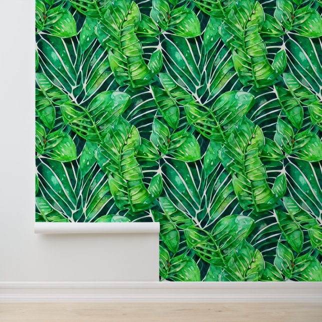 Papel Pintado Moda de selva tropical sin soldadura de hoja verde (Solicitud)