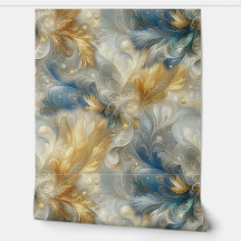 Papel Pintado Moda Elegante Swirls en oro, plata, azul, amarillo