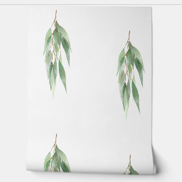 Papel Pintado Moda Hojas de Eucalipto Verde Blanco Verde Natural