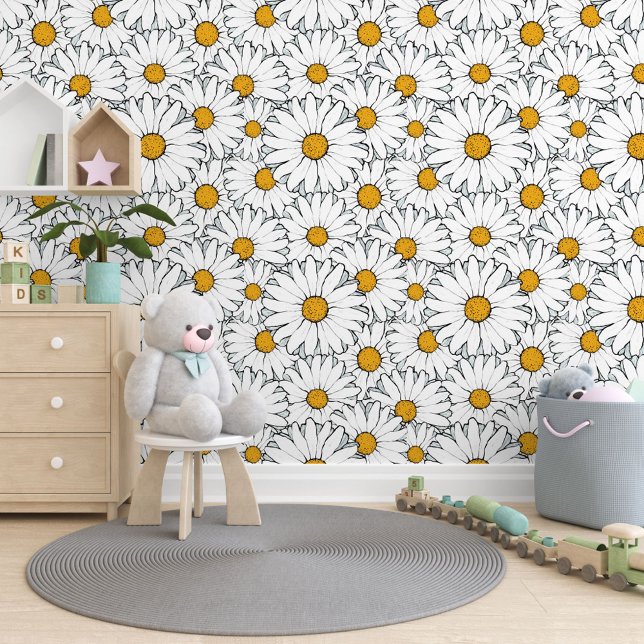 Papel Pintado Moda moderna Ornate Daisy Floral Patrón acuarela (Subido por el creador)