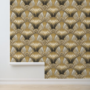 Papel Pintado Moda Oro Arcos de Arte Negro