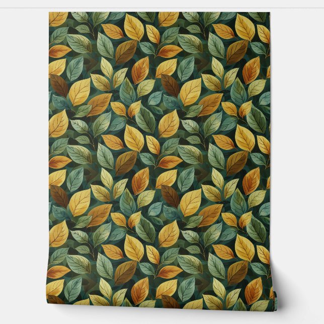 Papel Pintado Moda otoño terracota naranja sabio amarillo caída (Desenrollar)