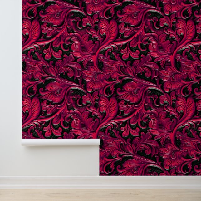 Papel Pintado Moda rojo negro de cuero grande (Solicitud)