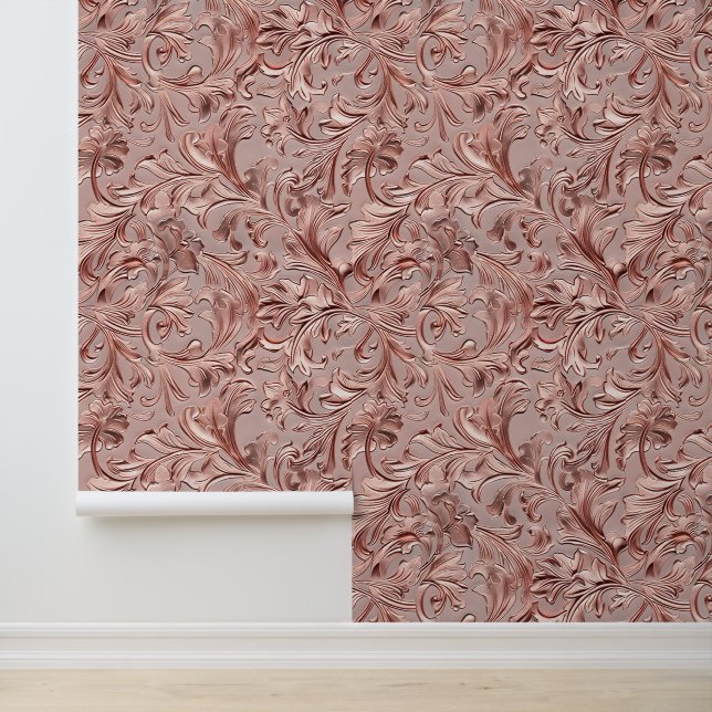 Papel Pintado Moda rosa de oro de cuero labrado (Solicitud)