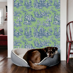 Papel Pintado Moda vintage azul toile de jouy impreso