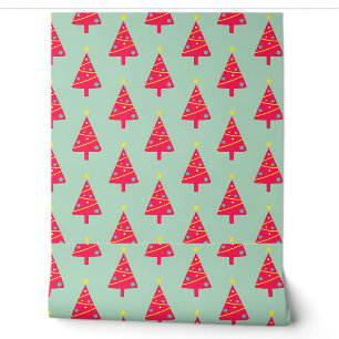 Papel Pintado Modelo de árbol de Navidad rojo brillante