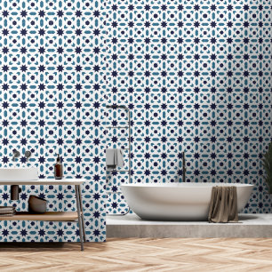 Papel Pintado Modelo de mosaico azul turquesa azul marroquí exót