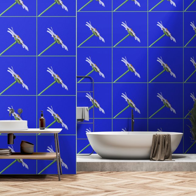 Papel Pintado Modelo de mosaico cuadrado azul de la foto de la f (Baño)