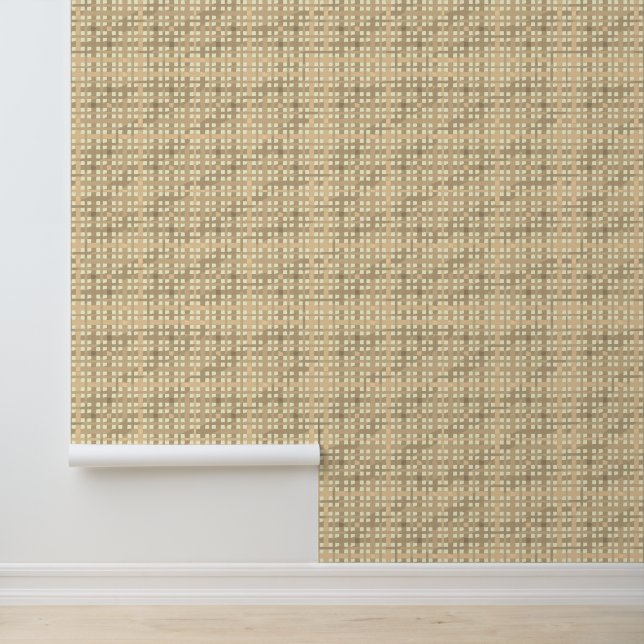 Papel Pintado Modern Beige Brown Tan Plaid (Solicitud)