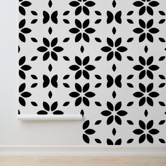 Papel Pintado Modern Black and White Abstract Floral 