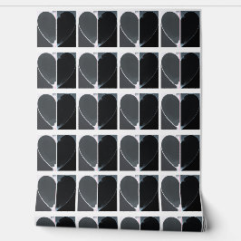 Papel Pintado Modern Black and White Half Hearts Art Pattern