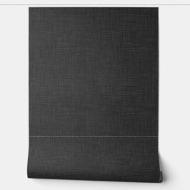 Papel Pintado Modern Dark Moody Charcoal Linen Look Texture