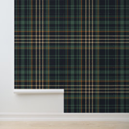 Papel Pintado Modern Elegant Dark Green Plaid 