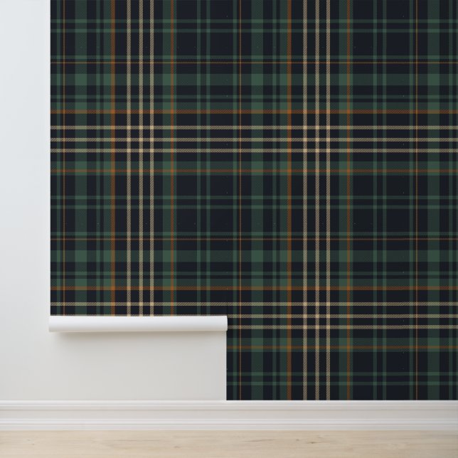 Papel Pintado Modern Elegant Dark Green Plaid  (Solicitud)