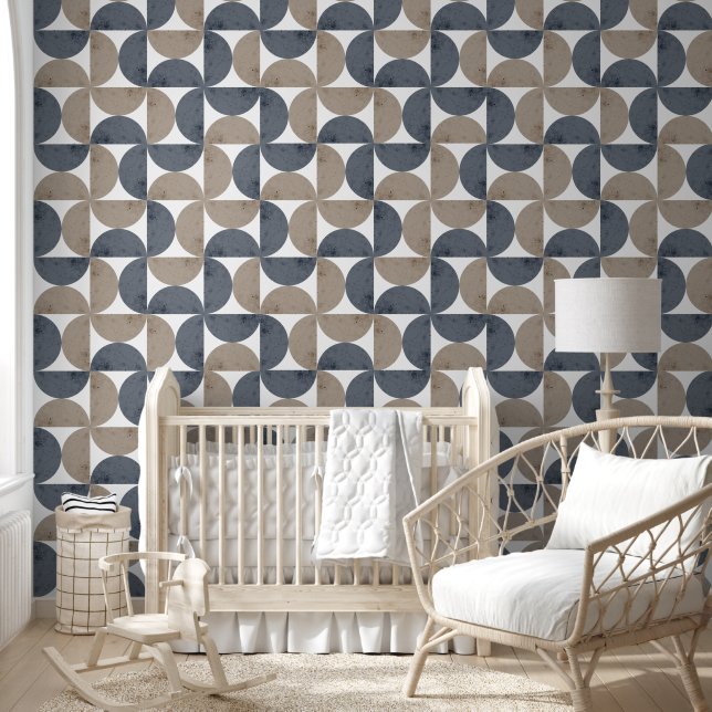Papel Pintado Modern Geometric Textured Half-Moon Mid Century  (Niños)