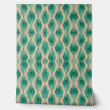 Modern Ikat Teal & Beige Wallpaper | Organic Boho