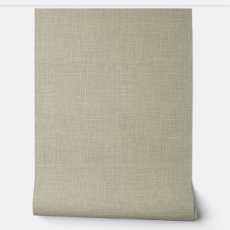 Papel Pintado Modern Muted Olive Home Office Linen Look Texture