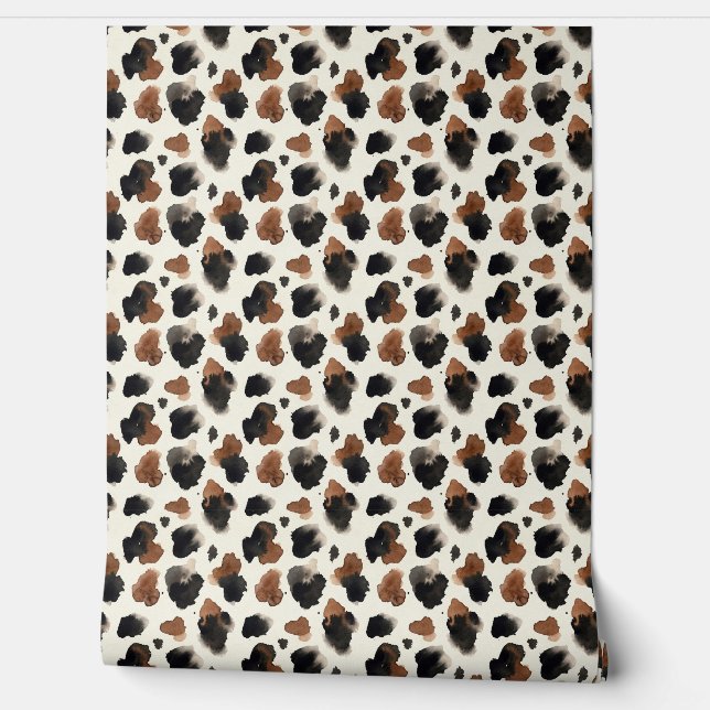 Papel Pintado Modern Neutral Chocolate Cow Print Aesthetic (Desenrollar)