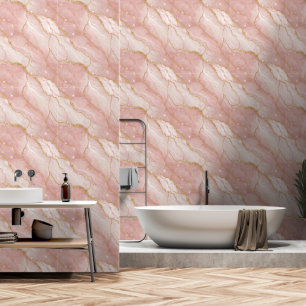 Papel Pintado Modern Rose Quartz Marble Gold