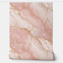 Papel Pintado Modern Rose Quartz Marble Gold