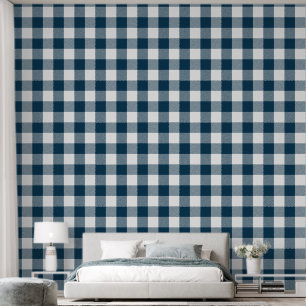 Papel Pintado Moderna 6" cuadros búfalo azul marino