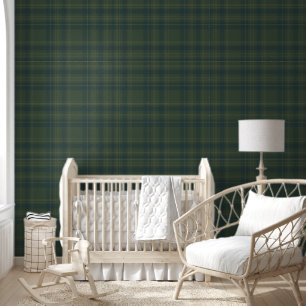 Papel Pintado Moderna casa rural Green Plaid Rustic Lodge Cabina