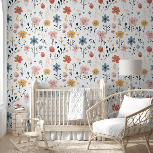 Papel Pintado Moderna Mínima De Cute Boho Flores Nursera Floral