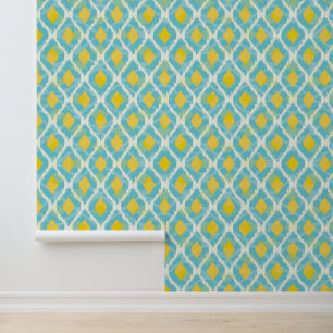 Papel Pintado Moderna moda tribal ikat amarillo azul