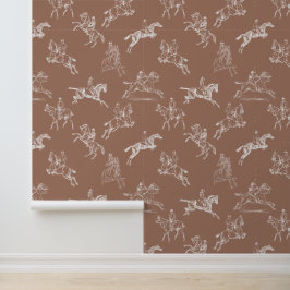 Papel Pintado Moderna y elegante tela de caballo blanco marrón