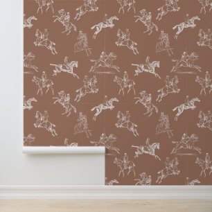 Papel Pintado Moderna y elegante tela de caballo blanco marrón