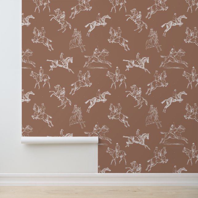 Papel Pintado Moderna y elegante tela de caballo blanco marrón (Solicitud)