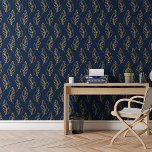 Papel Pintado Modernas hojas doradas Patrón botánico azul real<br><div class="desc">Obsesionada con el estilo boho pero con ganas de un toque de minimalismo moderno? No hay más que fijarse en esta moderna hoja de oro. Papel de pared con forma impresionante de patrón botánico azul real. Con un cautivador patrón botánico azul, este diseño se inspira en la elegancia del Art...</div>