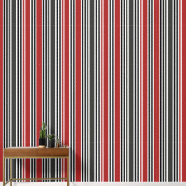 Papel Pintado Modernas rayas de gris negro retro vintage rojo